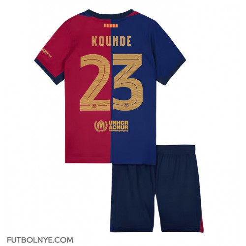 Camiseta Barcelona Jules Kounde #23 Primera Equipación para niños 2024-25 manga corta (+ pantalones cortos)